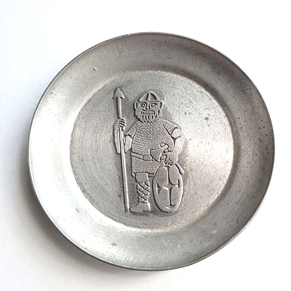 Vintage SMIEN ELK Norway Viking Nomad Coaster. PEWTER, Silver Marked - Picture 4 of 7